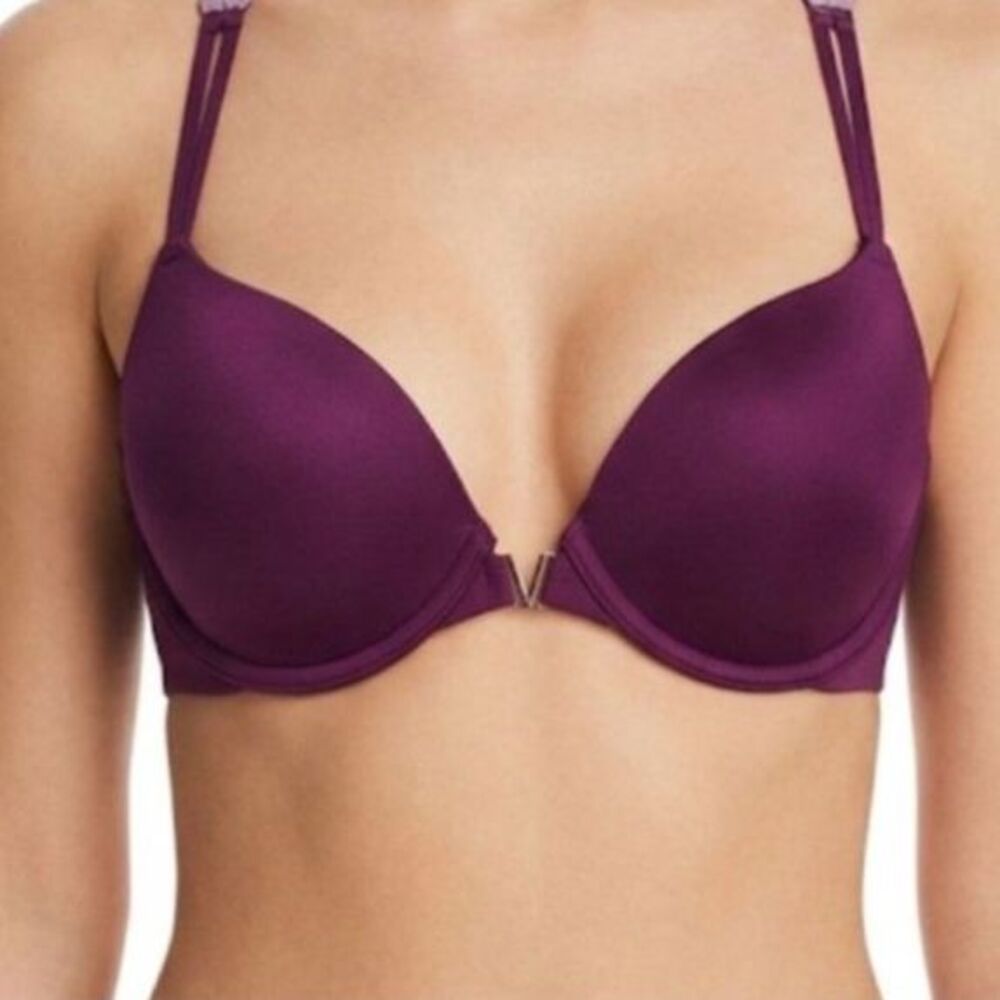 Victoria’s Secret Burgundy Front-Close Racerback Underwire Demi Bra Size 32DD